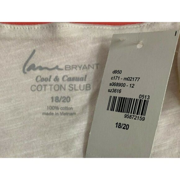 Lane Bryant Plus 1X Eggshell Scoop Tan Crochet Neck Elastic Hem Sleeveless Top - Picture 6 of 6